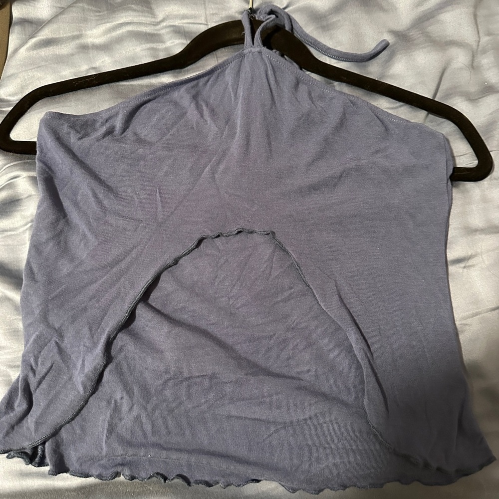 light blue strapless/halter neck top